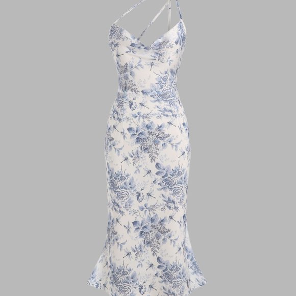 Cider Floral & Dragonfly Cowl Neck Midi Dress in XS - Picture 1 of 5